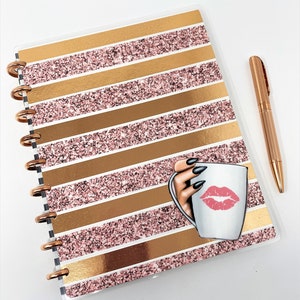 Rose Gold Stripes Planner Cover Set/Dashboard: Personalized, All Sizes Christmas Gift