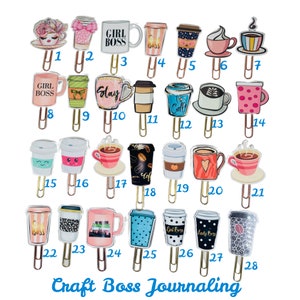 Coffee Planner Clips, Planner Paperclips, Decorative Bookmark, Page Markers, Planner Accessories, handmade, gift
