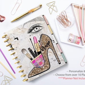 Planner Cover for Happy Planner, Planner Dashboard, Stiletto Planner Cover, Makeup and Heels,  personalize Free, Accessories, Handmade, Gift