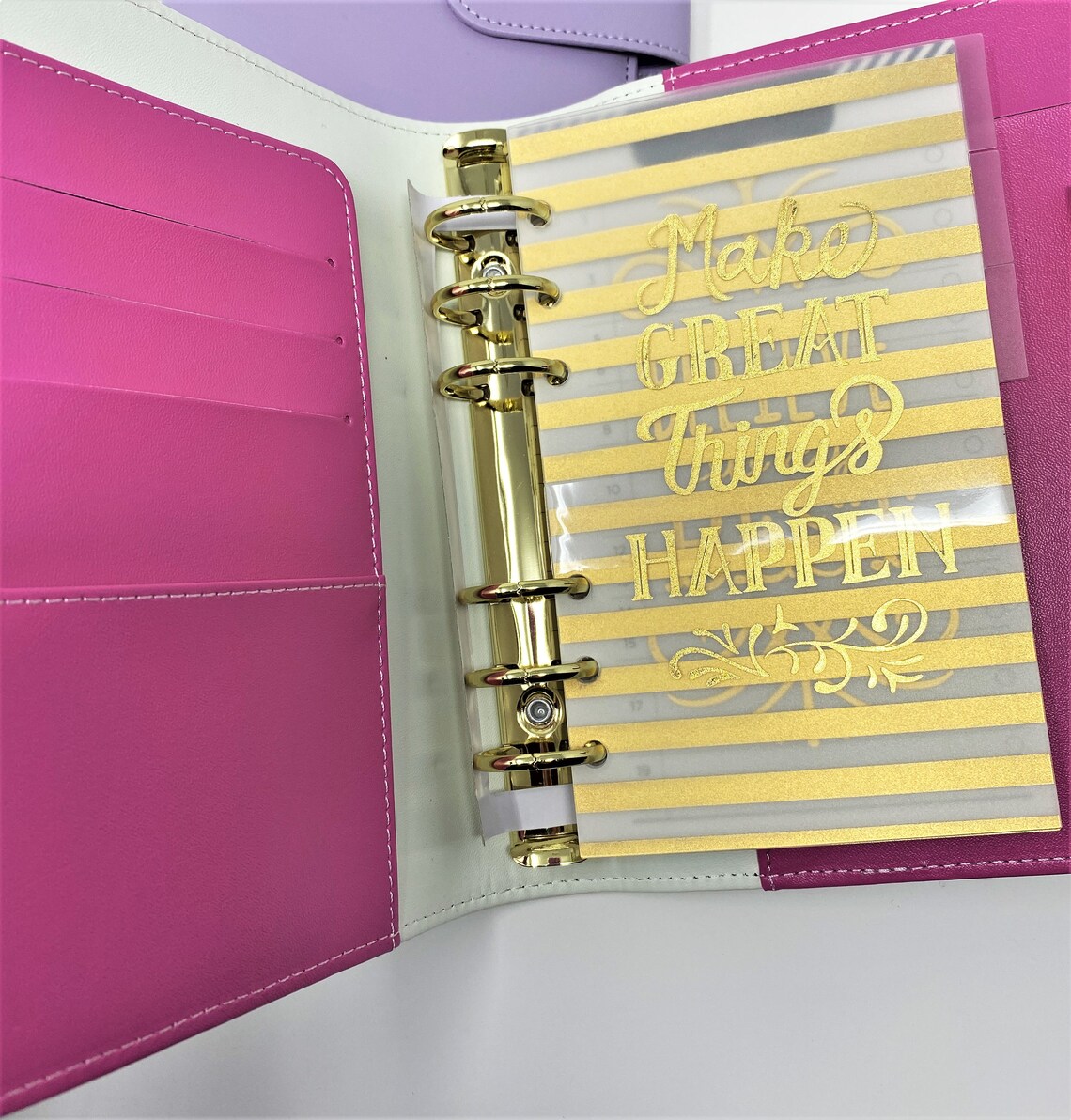 Personal Wide Planner Binder with inserts 6 ring PU Leather Etsy