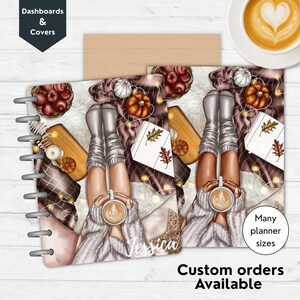 Fall Coffee Leaves Planner Dashboards & Covers: Happy Planner Inserts