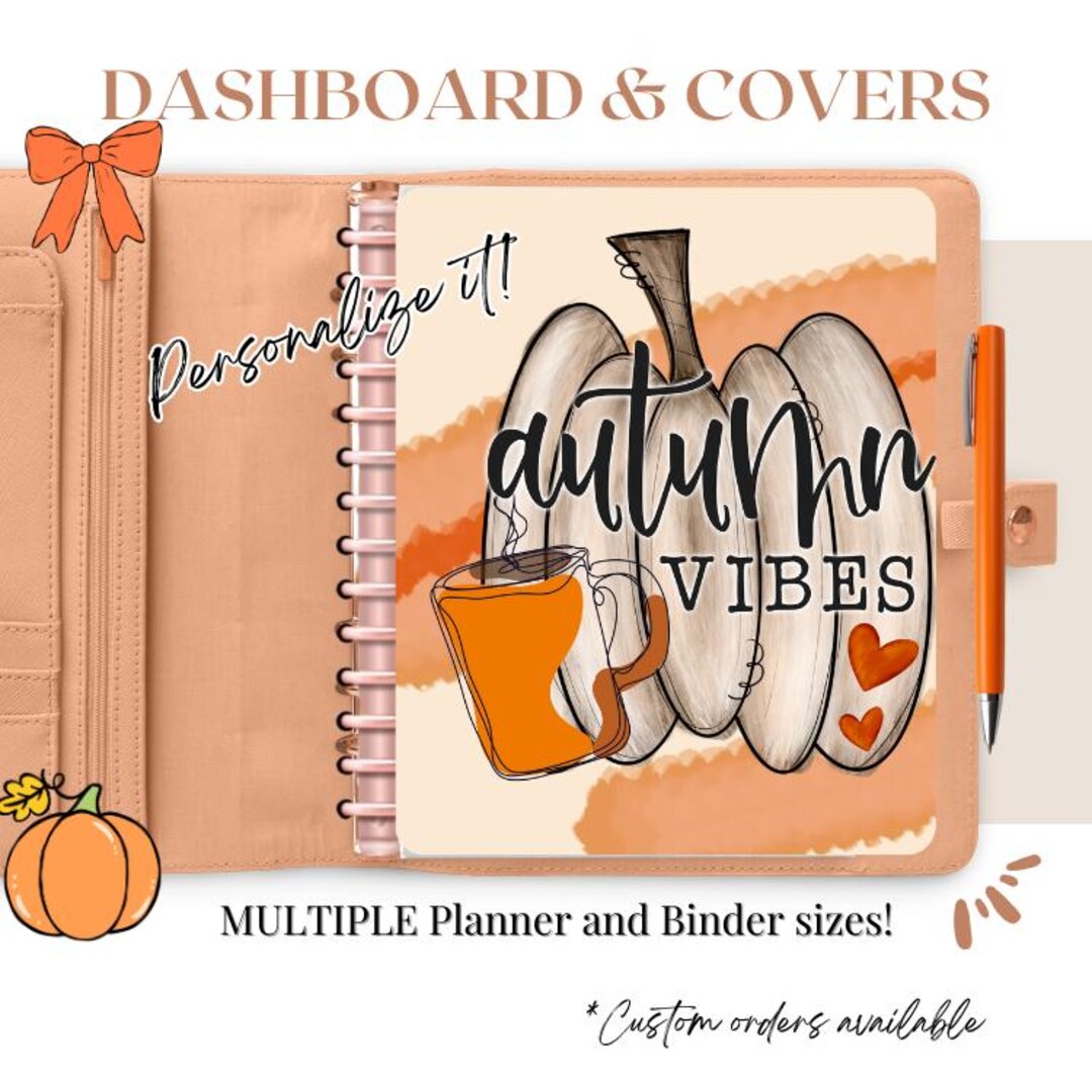Autumn Vibes Happy Planner Cover Set/dashboards: Fall Planner ...