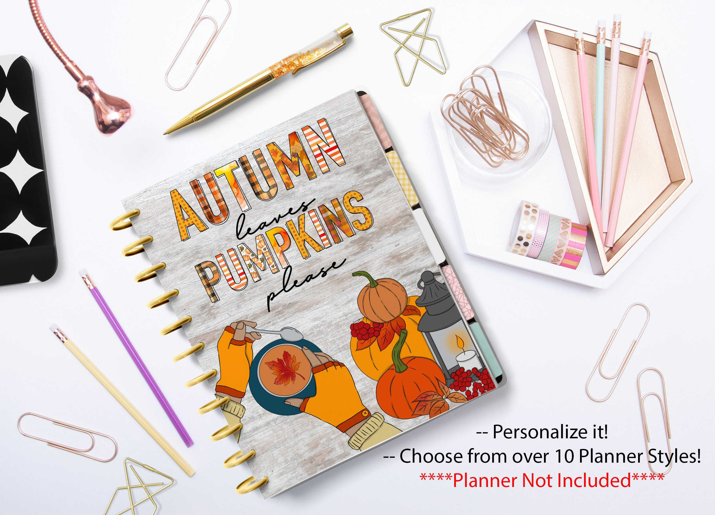Fall Planner Cover Set/dashboards: Autumn Leaves & Pumpkins ...