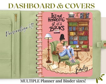 Bookworm Planner Cover Set and Dashboards: Personalized Happy Planner Accessories Gift
