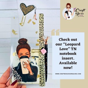 Girl Boss TN Loaded Pocket Insert: Leopard Print Planner Accessories, Pen, Die Cuts