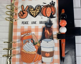 Halloween Pocket Planner Dashboard: Laminated Page Marker with Beaded Pen Christmas Gift