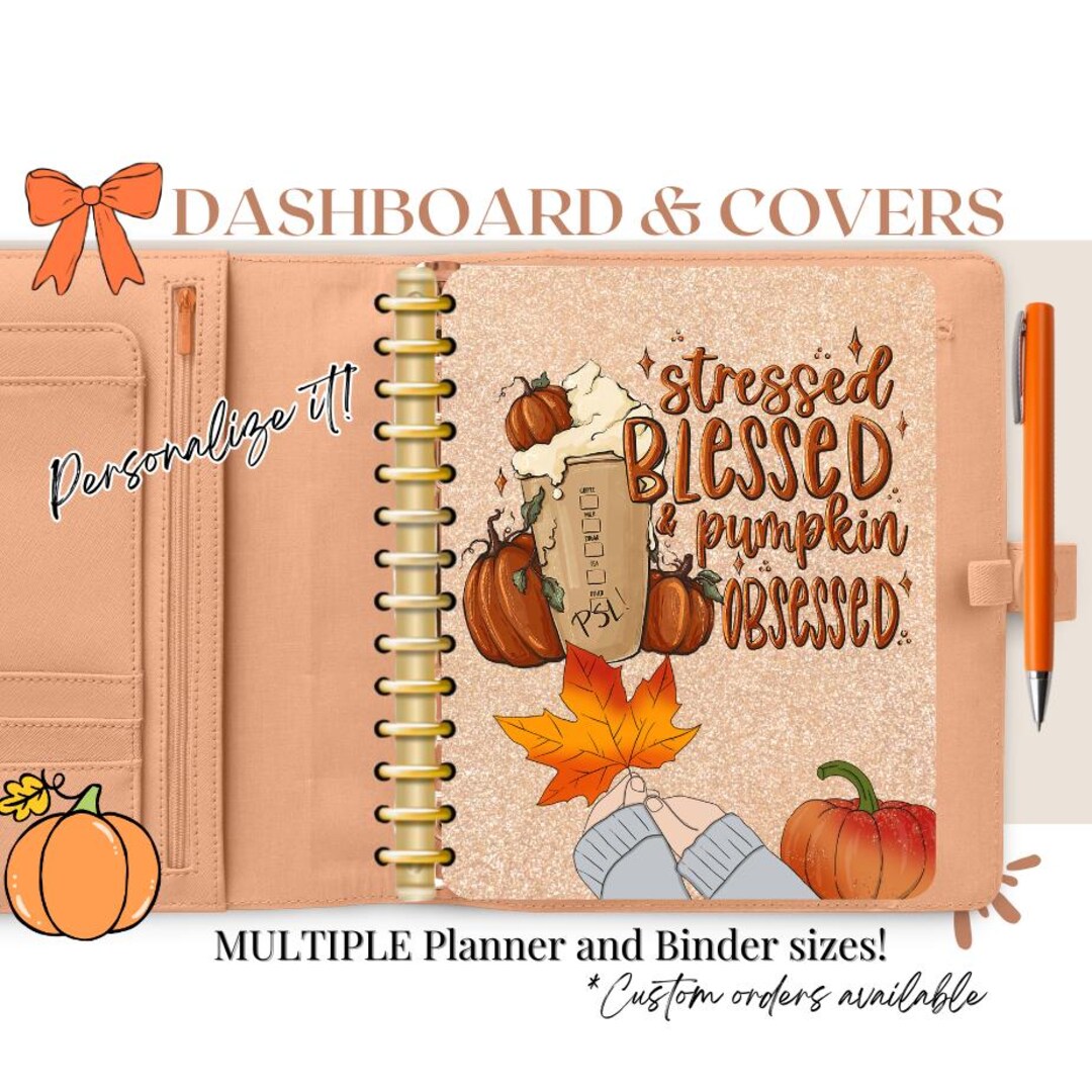 Fall Pumpkin Planner Cover Set/dashboards: Personalized Accessories ...