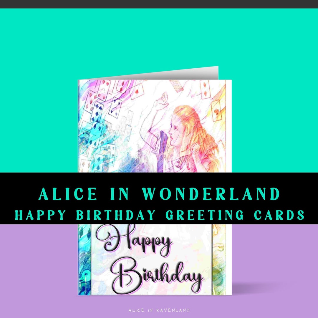 Alice in Wonderland Birthday Card Printable Birthday Card - Etsy