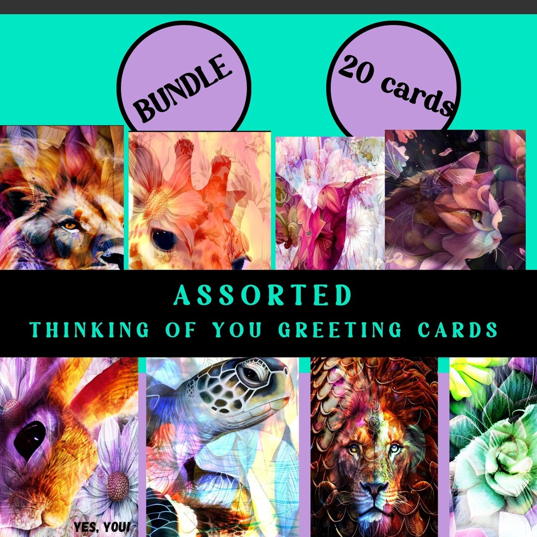 Animal Greeting Cards Just Because Card Assortment Printable Etsy