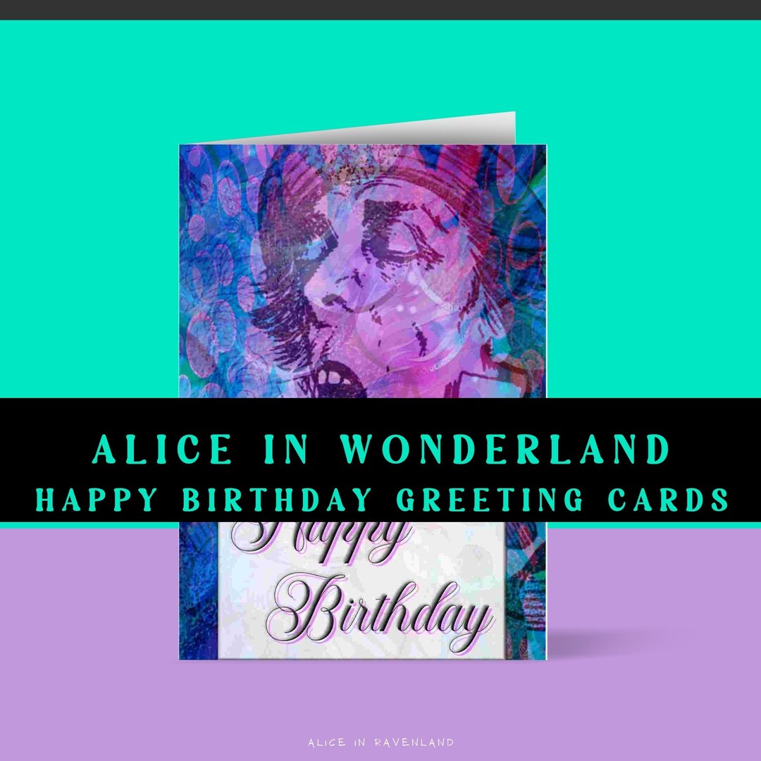 Alice in Wonderland Birthday Card Mad Hatter Party Printable - Etsy