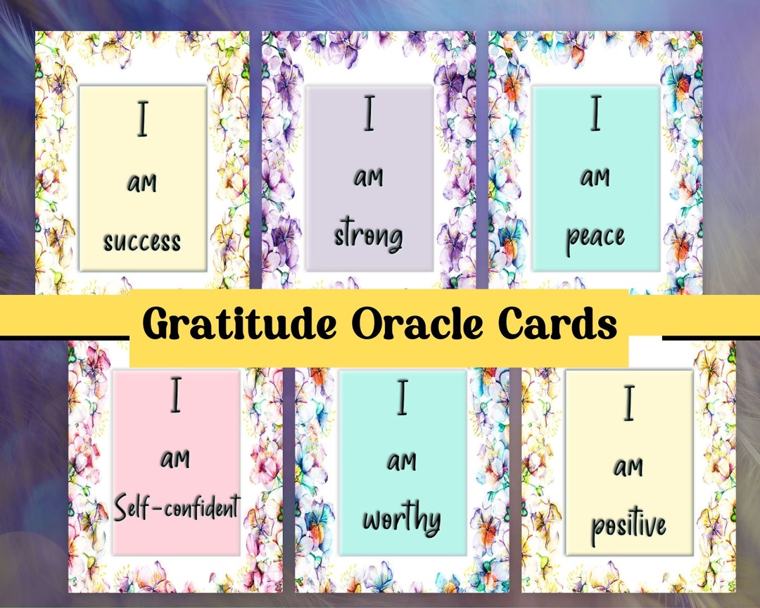 Oracle Cards Gratitude Cards Printable Gratitude Oracle Etsy