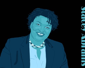 Digitale handgetekende afdruk van Stacey Abrams - democratisch politicus uit Georgia