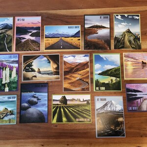 Ensemble de 5 cartes postales conçues à la main avec des paysages néo-zélandais