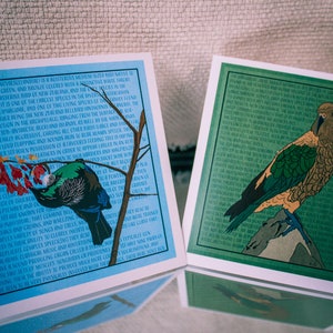 Pakket van 10 - Mooie hand ontworpen Nieuw-Zeeland inheemse vogel wenskaarten
