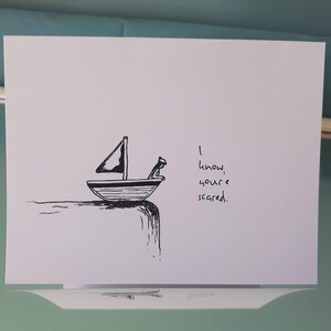 Carte dessinée à la main - Je sais que tu as peur. Blank à l'intérieur