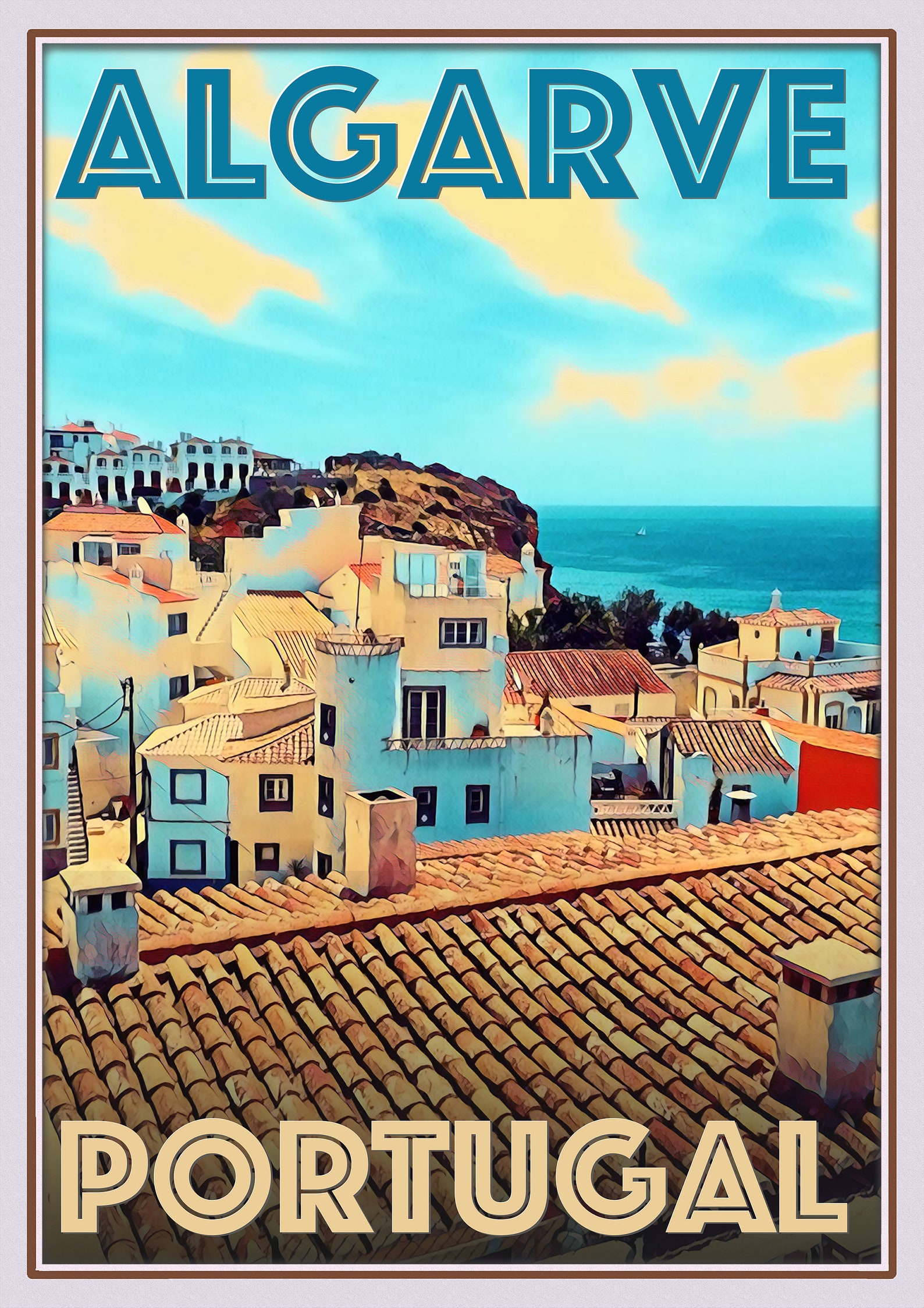 Retro Vintage Style Travel Poster or Canvas Picture Algarve | Etsy