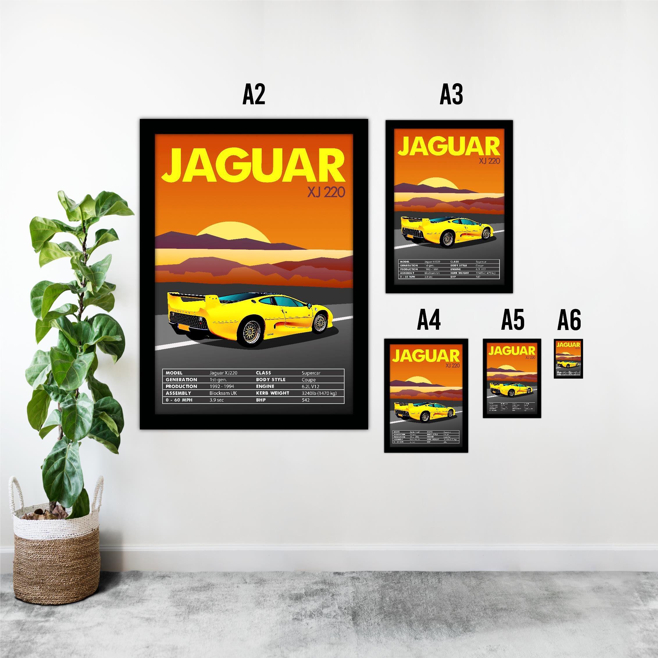 Retro Vintage Classic Car Poster Jaguar Xj220wall Art Petrol Etsy UK