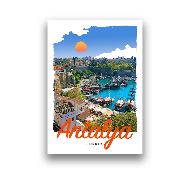 Retro Vintage Style Travel Poster or Canvas Picture Antalya Turkey