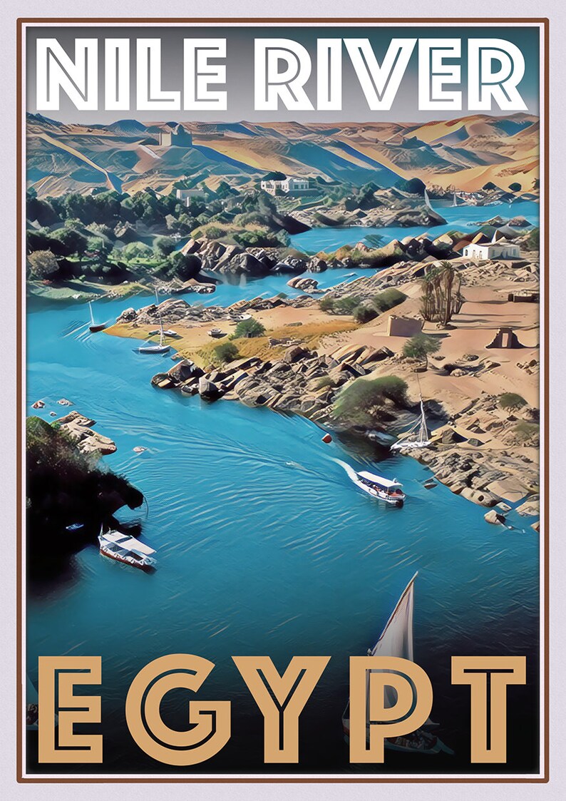 Retro Vintage Style Travel Poster o Lienzo Imagen Nile River | Etsy