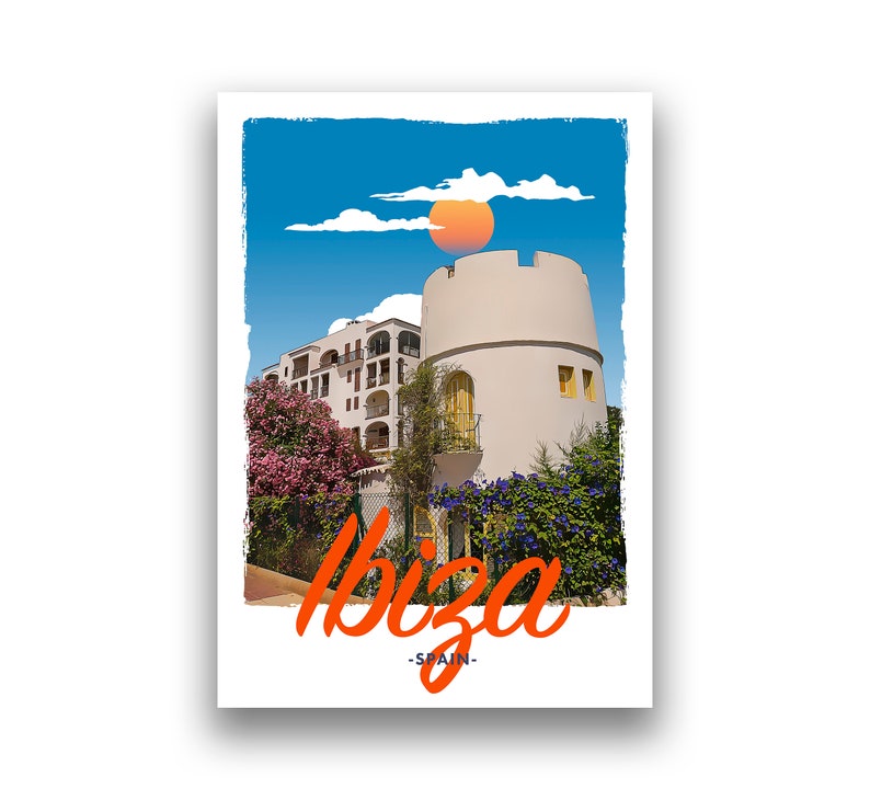 Ibiza Spain Retro Vintage Style Travel Poster or Canvas Picture