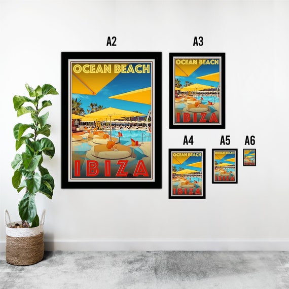 Ibiza Spain Retro Vintage Style Travel Poster or Canvas Picture