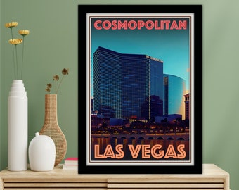 Retro Vintage Travel Tourism Poster Art Print, Wanderlust   -  Cosmopolitan Las Vegas Wall Art World Travel Holiday Vacation Art Deco