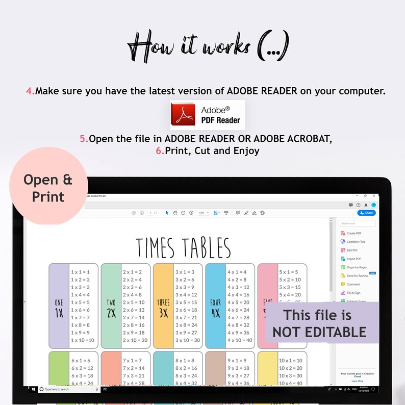 times tables printable instant download file 2 sizes etsy