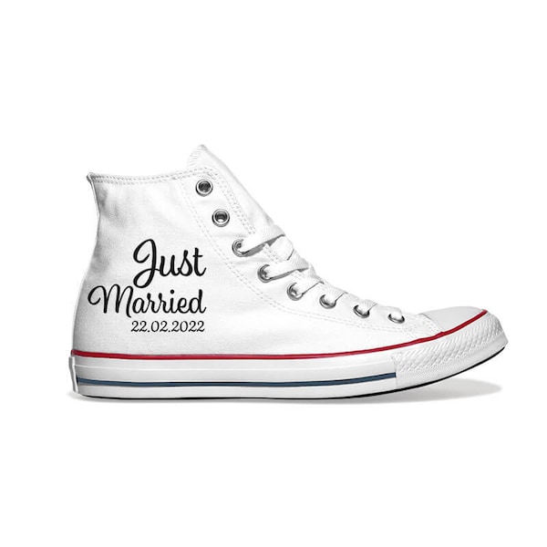 Just Married Converse Chucks oder Canvas Sneaker (weiß) - personalisierbar mit deinem Hochzeitsdatum