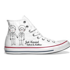 Pareja de recién casados Converse Chucks (blanco) - personalizable con sus datos