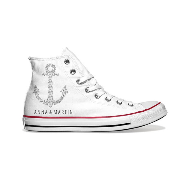 Anker Converse Chucks oder Canvas Sneaker in weiß mit euren Namen personalisierbar