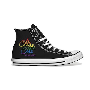 Mr&Mr print in rainbow colors on Converse Chucks or Canvas Sneaker (black)