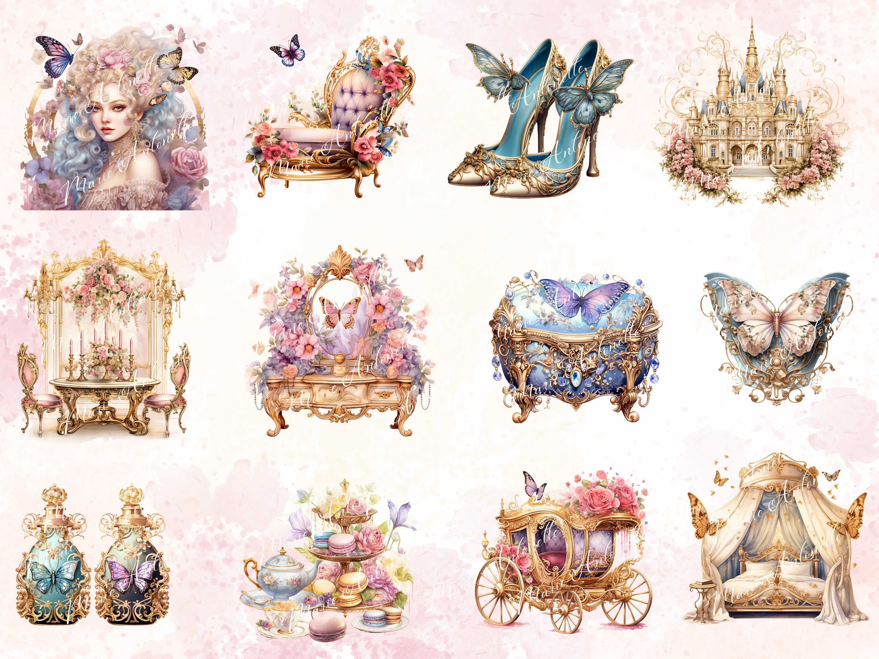 Butterfly Fantasy Watercolor Clipart Bundle, Digital Clipart Bundle ...