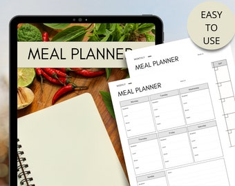 Digitale maaltijdplanner - Wekelijkse voedselplanner, IPad Dieet Tracker - Maaltijdplanninglijst - Terug naar schoolmaaltijden - Leuke maaltijdtracker