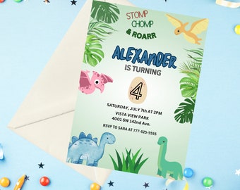 Dinosaur uitnodiging, Dino partij uitnodigen, digitale uitnodigen, bewerkbare dinosaurus verjaardagsfeestje uitnodiging, digitale afdrukbare bewerkbare, Dino uitnodigen