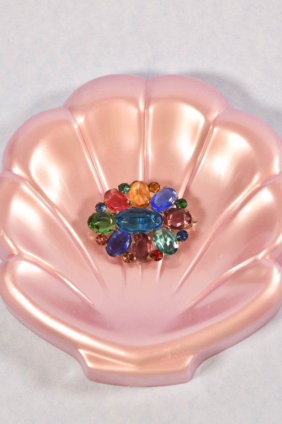 Vintage 1970s Multicolour Rainbow Rhinestone Clust