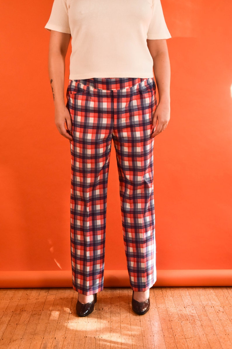 red plaid golf pants