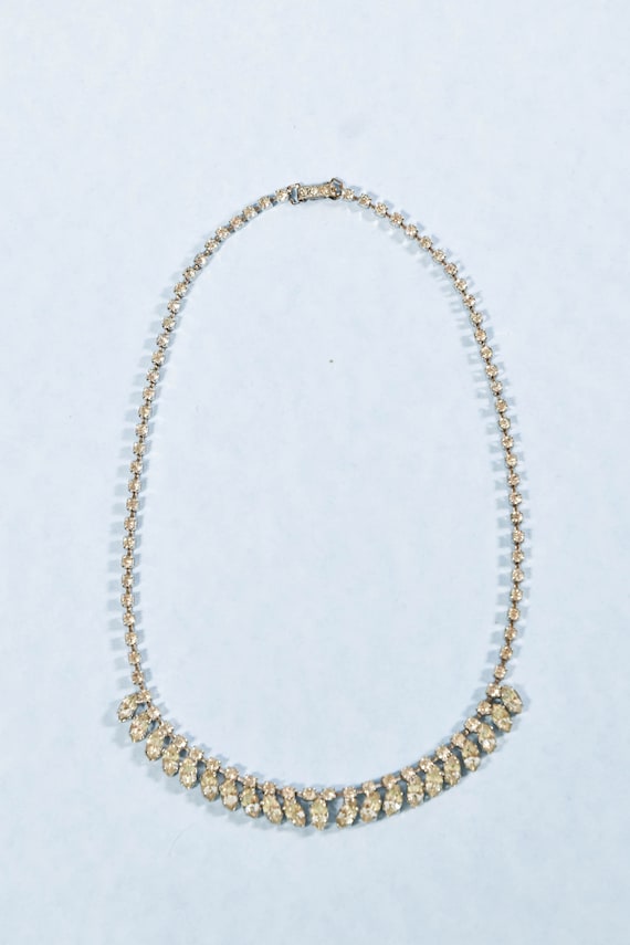Vintage Silver Marquise Rhinestone Choker Necklace