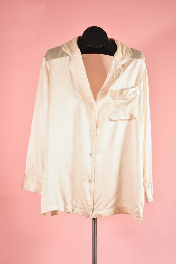 Vintage Saks 5th Ave Cream Silk Pajama Top
