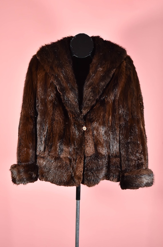 Vintage 1940s Beaver Fur Cropped Jacket Size S/M