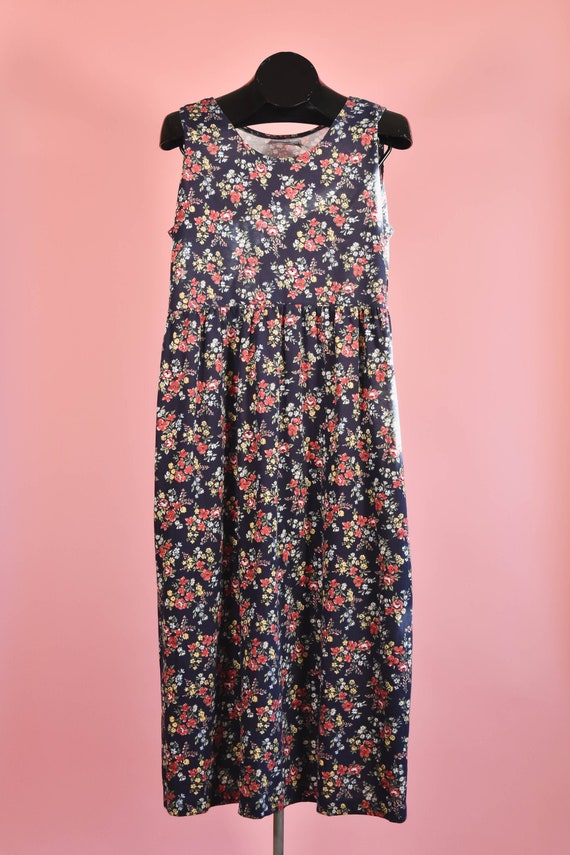 Vintage 90s Plus Size Navy & Red Floral Cottagecor