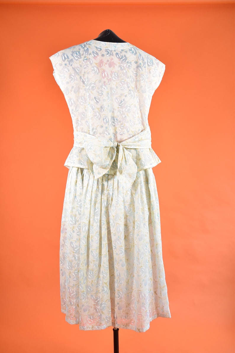 Blue /& Cream Floral Two Piece Set 1980s does 1940s
