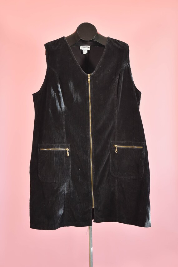 Vintage Plus Size 90s Y2K Black Corduroy Dress Siz