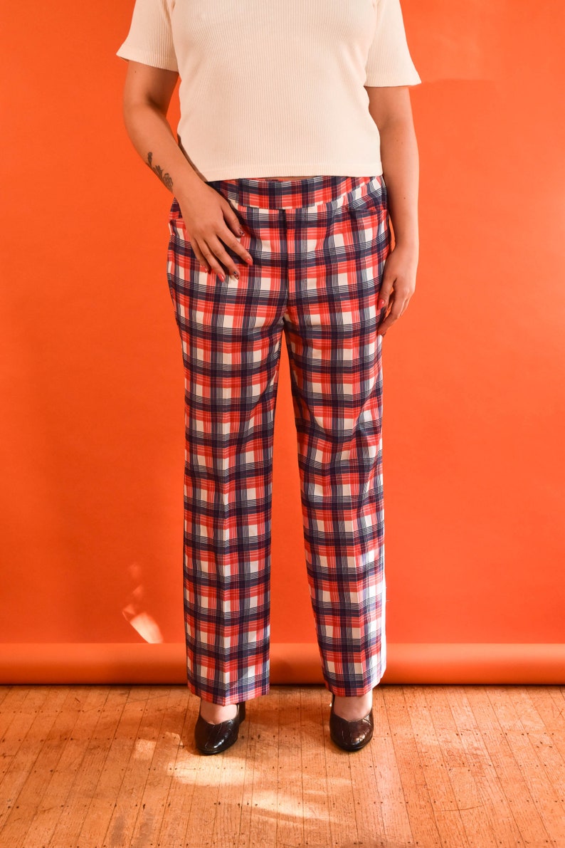red plaid golf pants