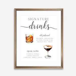 Signature Drinks Sign Template, His and Hers Signature Drinks ...