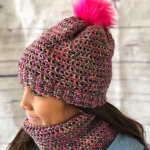 Gehäkelte Wintermütze in Bunt für Mädchen
