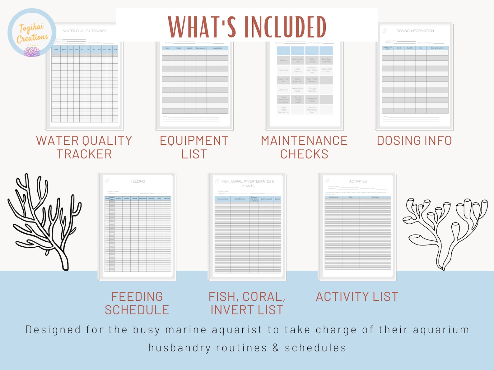 Aquarium Maintenance Log Book, Marine Saltwater, PDF, Fish Maintenance