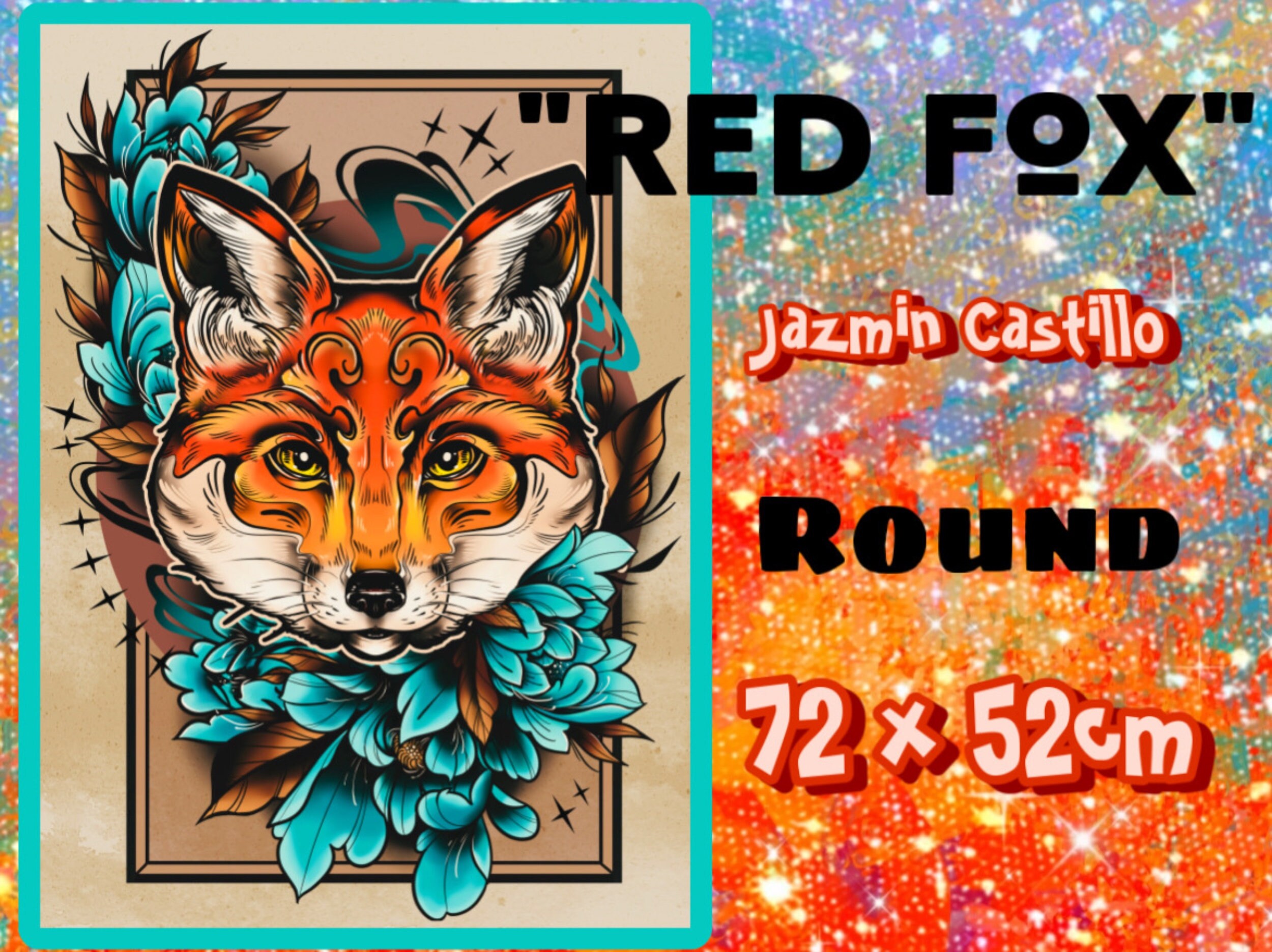 Stained Glass Fox (canvas) full round/square drill diamond painting