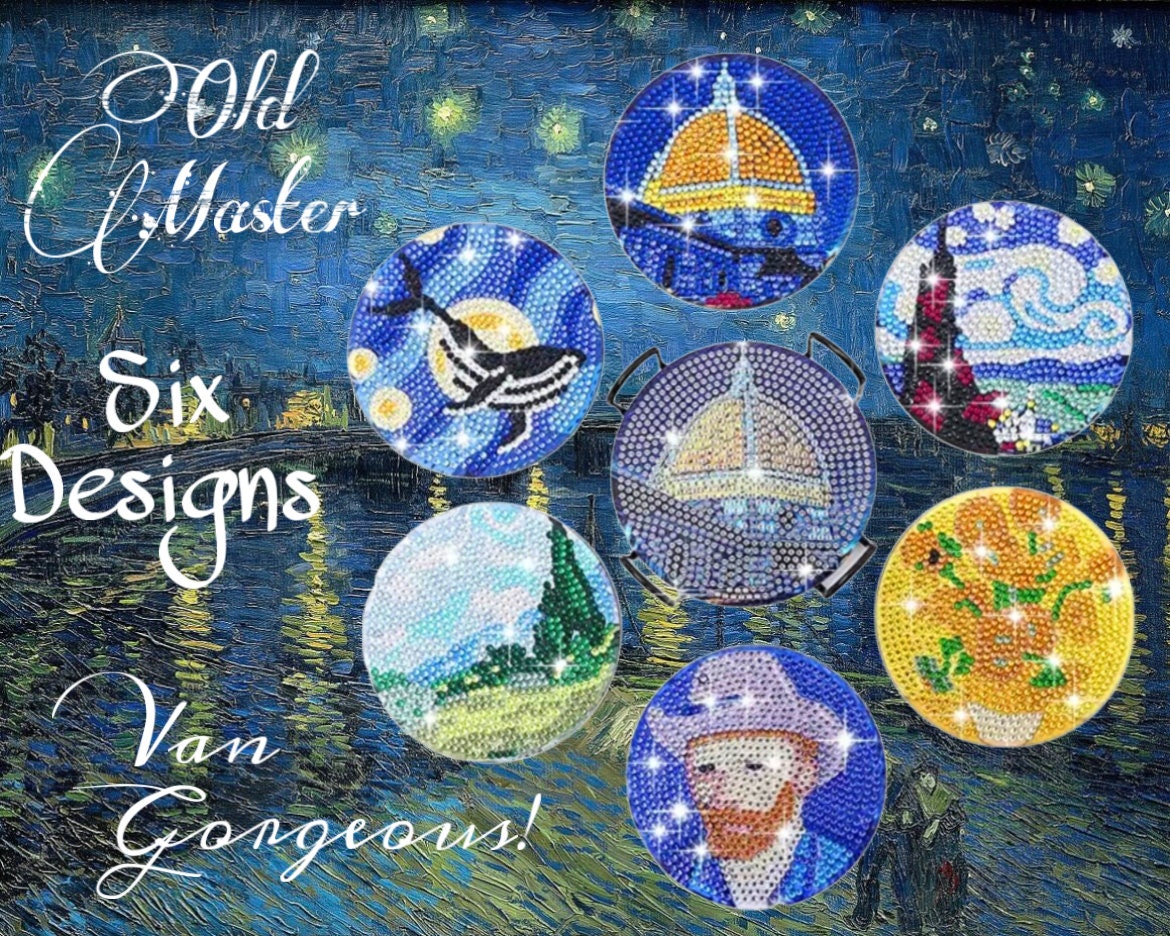 DIY VAN GORGEOUS Vibes 6-piece Set Diamond Painting Art Inspired Wooden  Coaster Set W/ Metal Holder Crystal Drills home Decor Wax Samples 