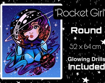 Jazmin Castillo "ROCKET GIRL" ~52cm x 64cm~ Round Diamond Painting Kit ~2 AB Drills~ *Distracted by Diamonds* Ships from UsA