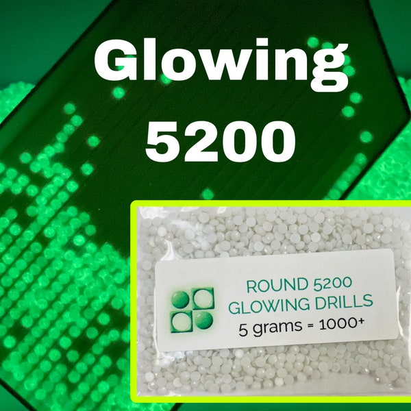 GLOW-iN-THe-DARK ~5200~ ROUND Drills *Distracted by Diamonds* 1000+ drills per bag ~5 grams~ HIgH QUaLITY *Very Luminous*